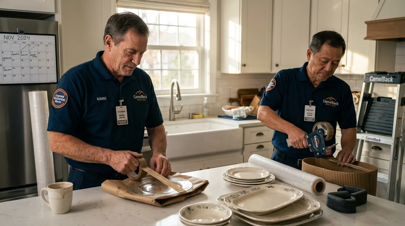 Professional crew packing kitchen dishware in Elkhorn, NE
